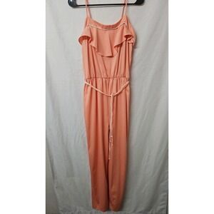 Vtg JC Penney Fashions Orange Jumpsuit Spaghetti Strap 70's Disco Sz 16 Stretch